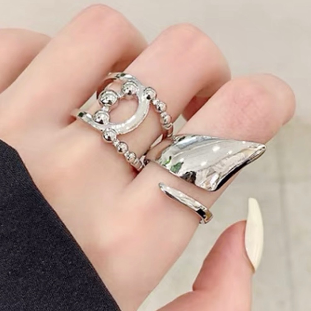 Unique Modern Two Rings Set - Picture 1 of 15